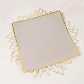 10-Pack Plastic 10" Square Dinner Plates in Taupe Concave Style with Gold Rim - Modern Disposable Party Plates