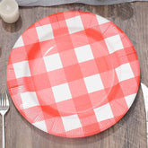 10-Pack Disposable Paper Charger Plates – Red/White Buffalo Plaid 13" Round Table Chargers, 350 GSM Cardstock