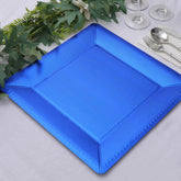 10-Pack Disposable Square Charger Plates in Royal Blue with Leather Like Texture - 1100GSM Durable Paper Chargers 13"