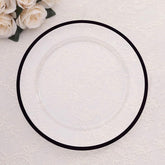 10-Pack Economy Plastic Round Charger Plates 12" in Clear with Wide Black Rim, Decorative Dinner Party Serving Plates