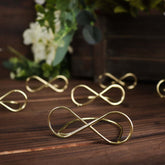 10-Pack Metal Card Holder Stands Infinity Design Gold - Table Number Stands and Wedding Place Card Menu Clips 3"