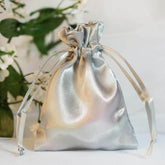 12 Pack 3"x4" Silver Satin Drawstring Wedding Party Favor Gift Bags
