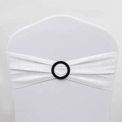 20 Pack Diamond Round Chair Sash Band Buckle Pins Black - Timeless Rhinestone Napkin Rings 2.5"