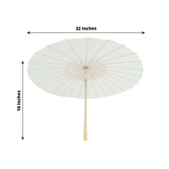2-Pack Paper and Bamboo Parasol Umbrellas White - Perfect Bridal Shower Photo Props and Table Decorations 32"