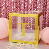 4 Pack 5" Metallic Gold Alphabet Stickers Banner, Customizable Stick on Gold Letters - T