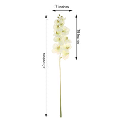 2 Stems 40" Tall Cream Artificial Silk Orchid Flower Bouquets