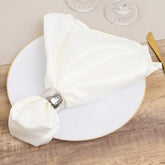 5 Pack Lamour Satin 20"x20" Napkins Ivory - Soft Matte Finish Dinner Napkins