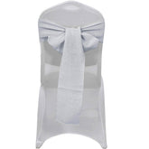 5 Pack Linen Chair Sashes 6"x108" Slubby Textured Silver - Durable Wrinkle-Resistant Decor for Weddings & Gatherings