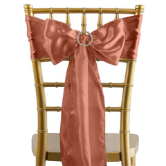 5 Pack Satin Chair Sashes Terracotta (Rust) - Durable Chair Bows with Shiny Finish 6"x106"