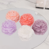 5-Pack Scented Candles Floating Peony Flower Design Assorted Colors Wax - Decorative Party Favors with Individual Gift Boxes & Ribbons 3"