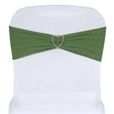5 Pack Stretch Spandex Chair Sashes Olive Green - Fitted Finish Two Ply Heavy Duty Chair Bands 5"x12"