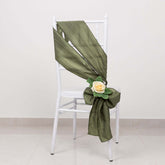 5 Pack Taffeta 6"x106" Chair Sashes Dusty Sage Green Accordion Crinkle Texture - Stylish Decor for Weddings & Gatherings
