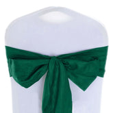 5 Pack Taffeta 6"x106" Chair Sashes Hunter Emerald Green Accordion Crinkle Texture - Stylish Decor for Weddings & Gatherings