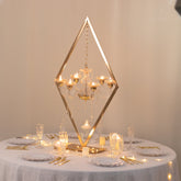 Gold 6-Arm Acrylic Candelabra Centerpiece – 45" Tall Diamond Frame Table Décor with Candle Holders