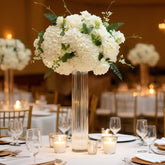 20" Ribbed Cylinder Glass Vases 6-Pack – Tall Clear Vases for Pampas Grass, Fresh Flowers & Elegant Event Decor