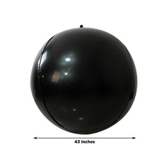 2-Pack Metallic Black Sphere Balloons, 43" Orbz Mylar Balloons Helium or Air-Filled Party Supplies