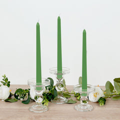 10-Pack Taper Candles Premium Wax Design Green - Unscented Candles for Upscale Settings 10"