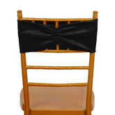 5 Pack Velvet Chair Sashes with Ruffled Center Black - Soft Stretchable Chair Bands for Sophisticated Event Decor
