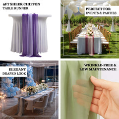 20-Pack 9ft Sheer Table Runners – Dusty Blue/Ivory Shimmer Sheer Drapes, Wrinkle-Free