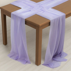 20-Pack 9ft Sheer Table Runners – Lavender Lilac Shimmer Sheer Drapes, Wrinkle-Free