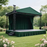 Portable Stage Skirt Hunter Emerald Green Polyester Platform Skirting Cloth for Events, Performances & Wedding Staging - 24"x20ft