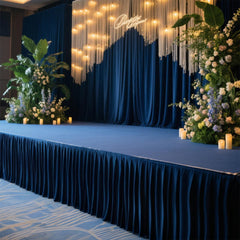Portable Stage Skirt Navy Blue Polyester Platform Skirting Cloth for Events, Performances & Wedding Staging - 48"x20ft