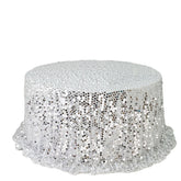 Sequin 132" Round Tablecloth Silver - Big Payette Table Cover