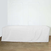 Fitted Polyester 96"x30" Rectangle Tablecloth White - Durable and Easy to Maintain Table Cover for Trade Shows, Catering & Events