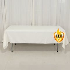 Fire Retardant Premium Polyester 60"x102" Rectangular Tablecloth Ivory - High-Performance Table Cover