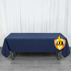 Fire Retardant Premium Polyester 60"x102" Rectangular Tablecloth Navy Blue - High-Performance Table Cover