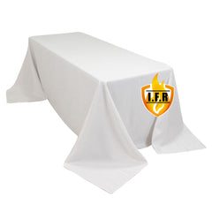 Fire Retardant Premium Polyester 90"x132" Rectangular Tablecloth White - Stylish High-Performance Seamless Table Cover for Large Gatherings