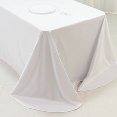 Scuba Rectangular 90"x156" Tablecloth White with Rounded Corners – Seamless, Wrinkle Free & Stain Resistant Table Cover