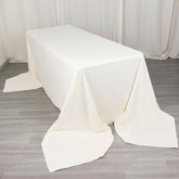 Scuba Rectangular 90"x156" Tablecloth Ivory - Wrinkle Free, Stain Resistant & Seamless Table Cover
