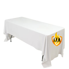 Fire Retardant Scuba Tablecloth – 60"x126" Rectangle White, Wrinkle Free, Stain Resistant Polyester Cover