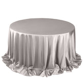 Scuba Round 132" Tablecloth Shimmering Silver - Wrinkle Free, Stain Resistant & Seamless Table Cover