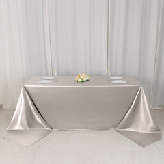 Scuba Rectangular 90"x156" Tablecloth Shimmering Silver - Wrinkle Free & Stain Resistant Seamless Table Cover