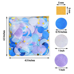 18G Bag Tissue Paper and Foil Table Confetti Mix, Purple Theme Festive Balloon Decor Blue, Gold, Royal Blue, White