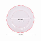 10-Pack Transparent Blush Plastic Dessert Plates – 8" Round with Beaded Rim, Disposable for Parties & Events