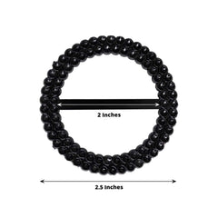20 Pack Diamond Round Chair Sash Band Buckle Pins Black - Timeless Rhinestone Napkin Rings 2.5"