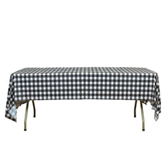 5-Pack Plastic Table Covers Black Checkered Rectangle - Durable PVC Disposable Covers for Events 54"x108"