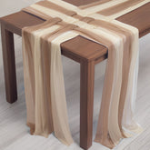 20-Pack 9ft Sheer Table Runners – Taupe/Beige Shimmer Sheer Drapes, Wrinkle-Free