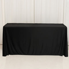 Fitted Polyester 72"x24"x42" Rectangle Tablecloth Black - Secure Fit for Elevated Tables