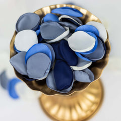 400-Pack Rose Petals Life-Like Flower Confetti Dusty Blue Mix Matte Silk Round - Decorative Event Table Scatters 2"