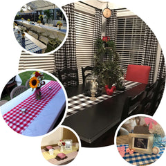 Polyester 14"x108" Table Runner Green/White - Gingham Plaid Design