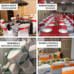 5 Pack Stretch Spandex Chair Sashes Champagne - Fitted Finish Two Ply Heavy Duty Chair Bands 5"x12"