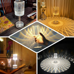 LED Acrylic Table Lamp Cylinder Design Color Changing - Rechargeable Cordless RGB Touch Control Light 10"