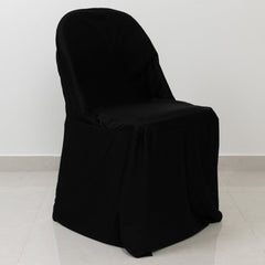 Scuba Stretch Folding Chair Cover Black - Wrinkle Free & Durable Slipcover