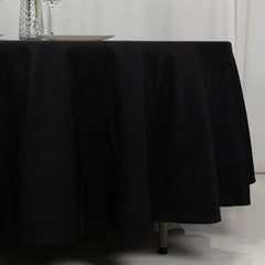 Fire Retardant Premium Polyester 108" Round Tablecloth Black - Stylish High-Performance Table Cover for Large Gatherings