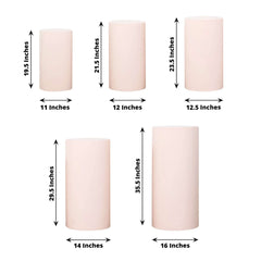 Set of 5 Blush Spandex Cylinder Pedestal Stand Covers, Stretchable Pillar Prop Covers - 160 GSM