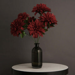 2 Bouquets 20" Burgundy Artificial Silk Dahlia Flower Spray Bushes